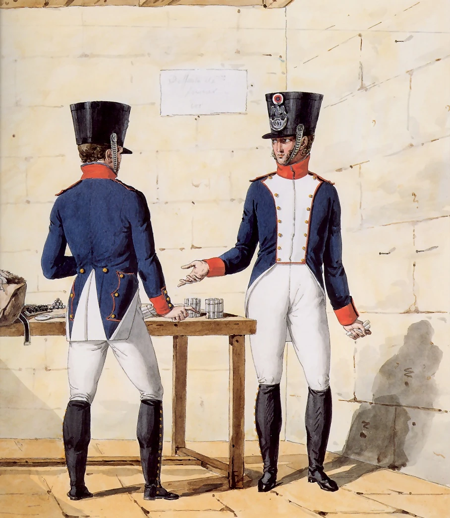 Французская пехота Великой армии на листе Карла Верне 1812 года